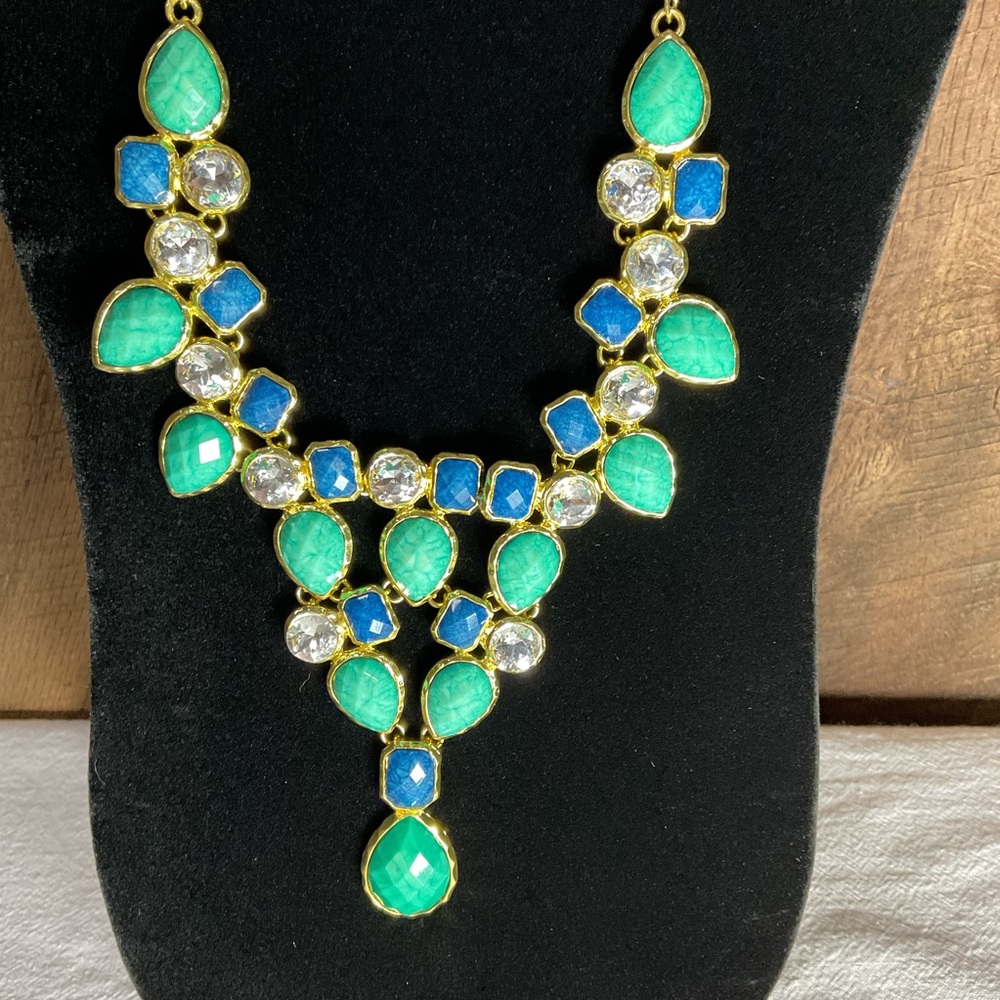 Amrita Singh Crystal Dune Bib Necklace: Turquoise & Lapis